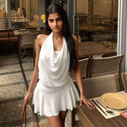 Swing Collar Women's Dress White Halter Backless