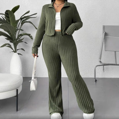 Women's Turtlenecks Wide Leg High Waist Suit