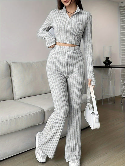 Women's Turtlenecks Wide Leg High Waist Suit