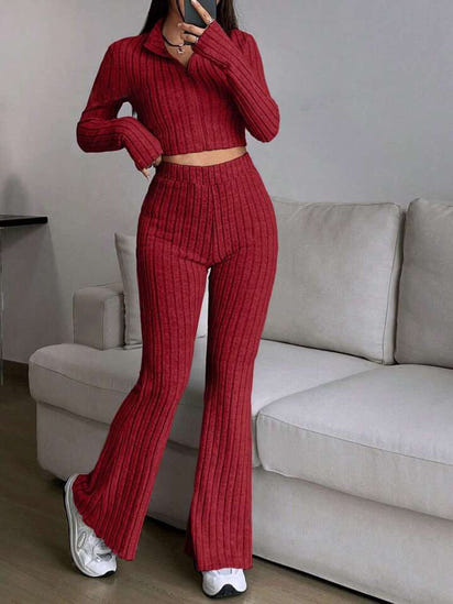 Women's Turtlenecks Wide Leg High Waist Suit