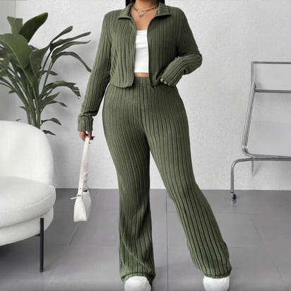 Women's Turtlenecks Wide Leg High Waist Suit