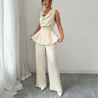 Women's Sleeveless Top Straight-leg Trousers Suit