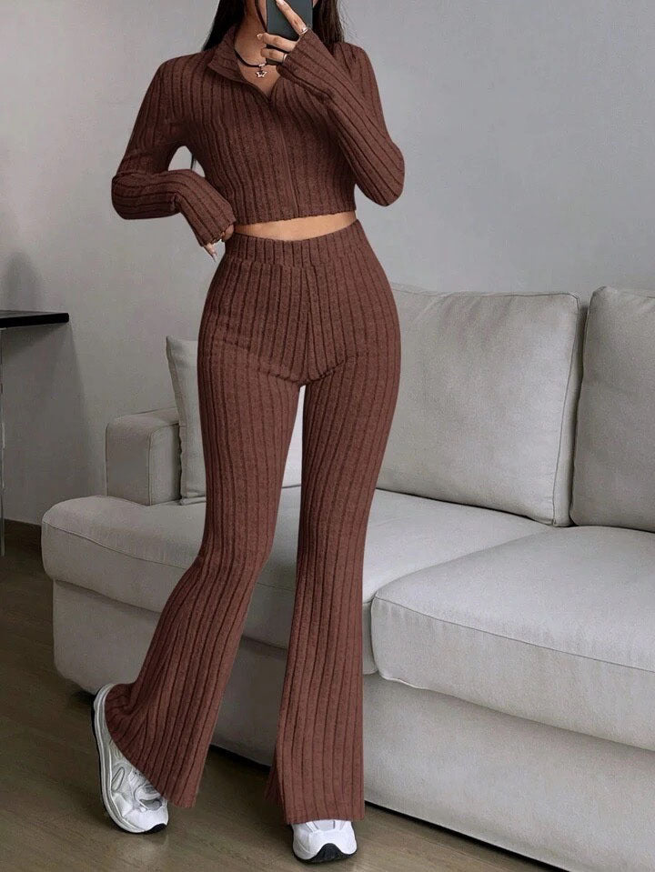 Women's Turtlenecks Wide Leg High Waist Suit