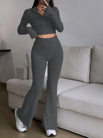 Women's Turtlenecks Wide Leg High Waist Suit
