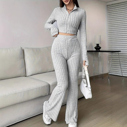 Women's Turtlenecks Wide Leg High Waist Suit