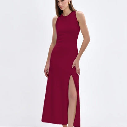Sexy Tight Split Knitted Women's Vest Long Dress
