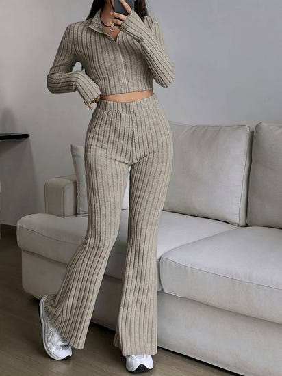 Women's Turtlenecks Wide Leg High Waist Suit
