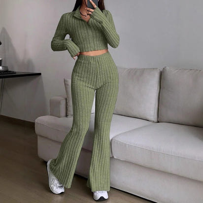 Women's Turtlenecks Wide Leg High Waist Suit