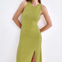 Sexy Tight Split Knitted Women's Vest Long Dress