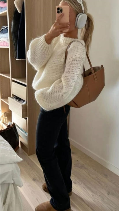 Women's Solid Color Round Neck Loose Casual Knitted Sweater
