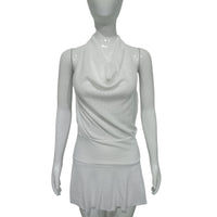 Swing Collar Women's Dress White Halter Backless