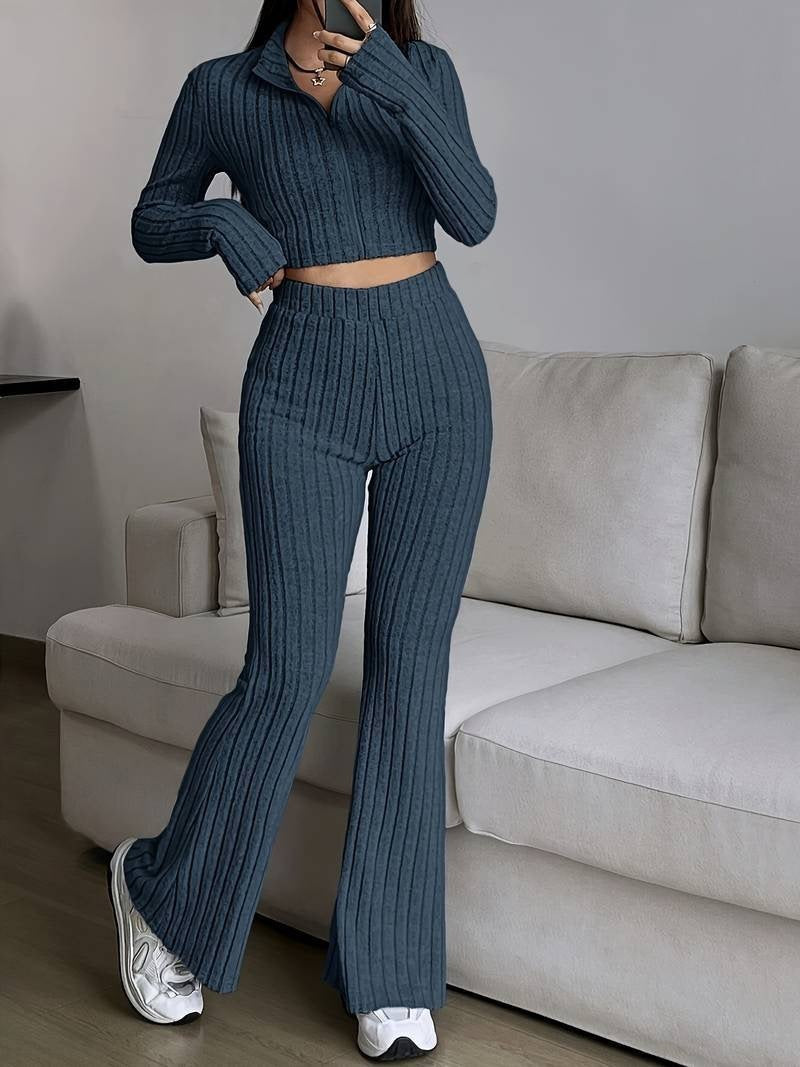 Women's Turtlenecks Wide Leg High Waist Suit